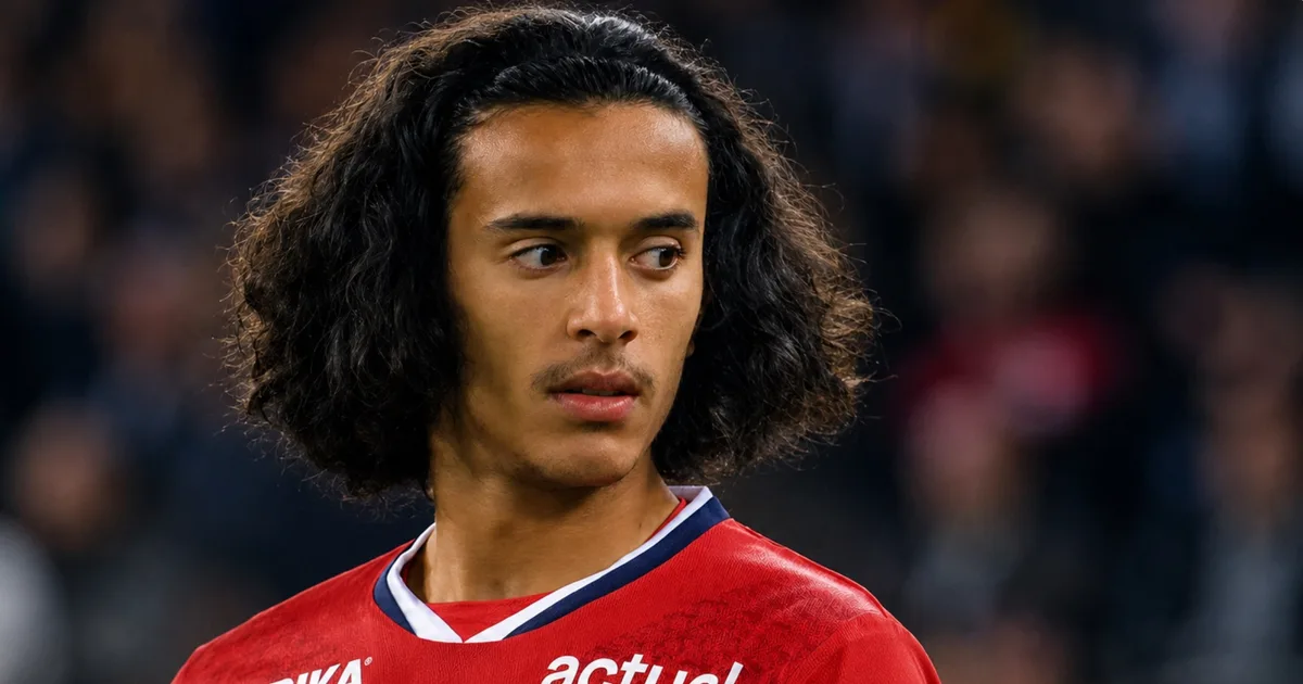 Ayyoub Bouaddi in action for Lille, the teenage midfielder City have agreed to sign for £86m.