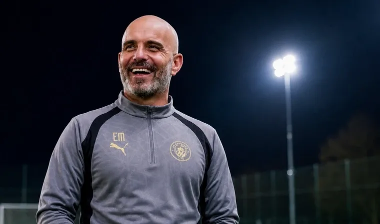 Enzo Maresca watches from the touchline during his first game in charge of Manchester City against Inter Milan at Kai Tak Stadium.