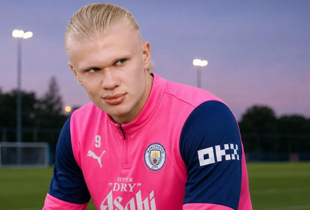 Erling Haaland in Manchester City training, with the Community Shield match against Arsenal looming.