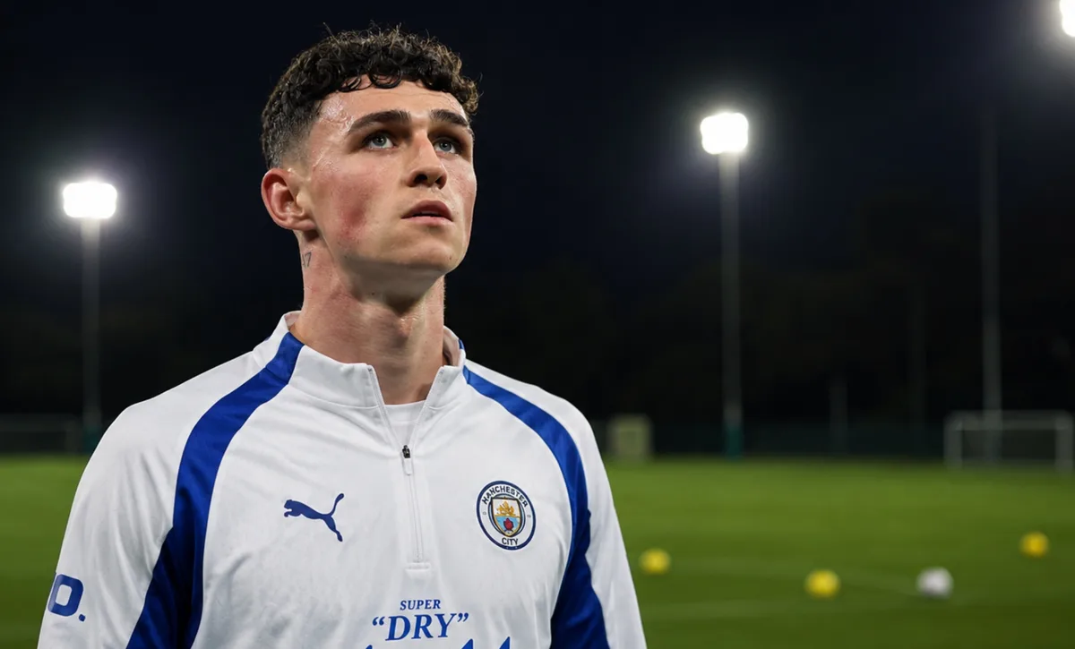 Phil Foden celebrates scoring for Manchester City against AEK Athens